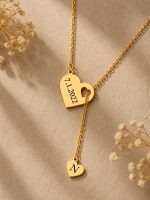 ⁦Personalized Heart Necklace with Date & Initial⁩ - الصورة ⁦2⁩