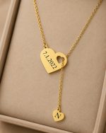 Personalized Heart Necklace with Date & Initial